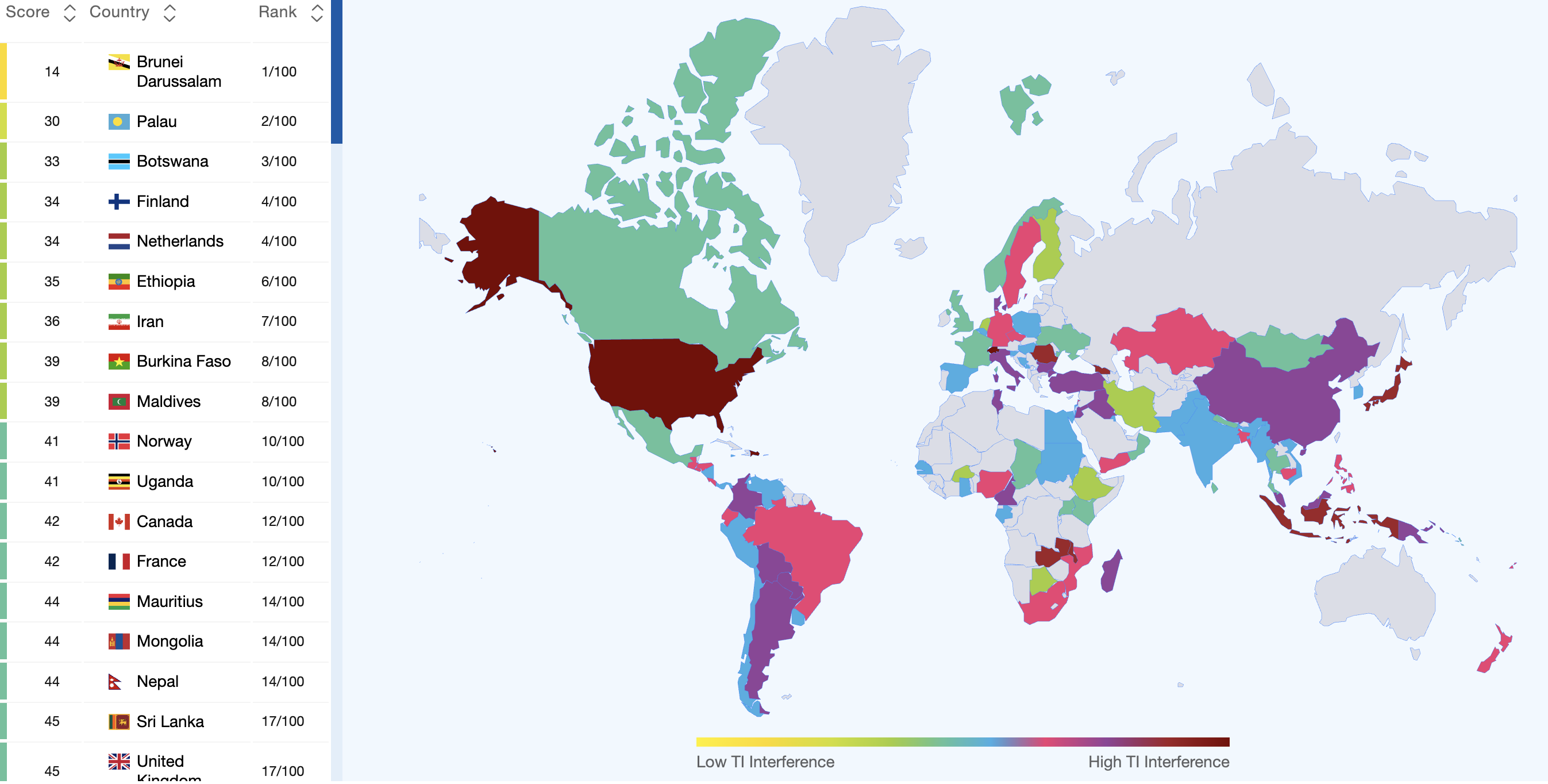 World coverage map